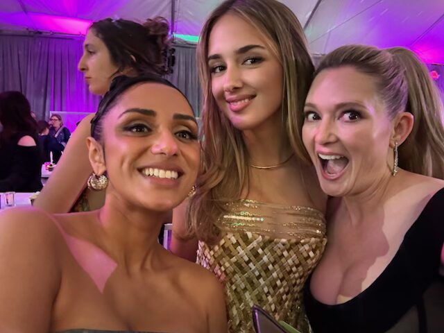 Julia Butters, Sophie Hammons and Kimberly Bigsby smiling in nice dresses at the Freakier Friday premiere.