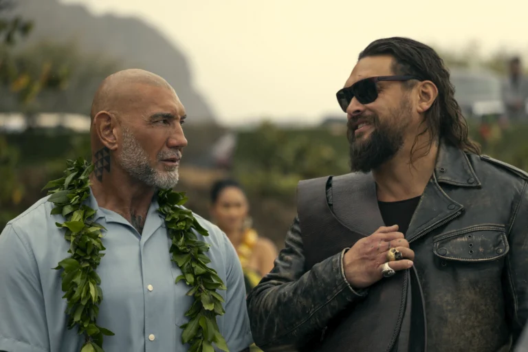 Jason Momoa and Dave Bautista in The Wrecking Crew